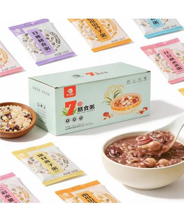 Congee Grains Entiers 7 Saveurs 7 Paquets/bo te 700g Bouillie De Petit-d jeuner Nutritive Facile Cuire En 30 Minutes (cuisini re/cuiseur Riz)