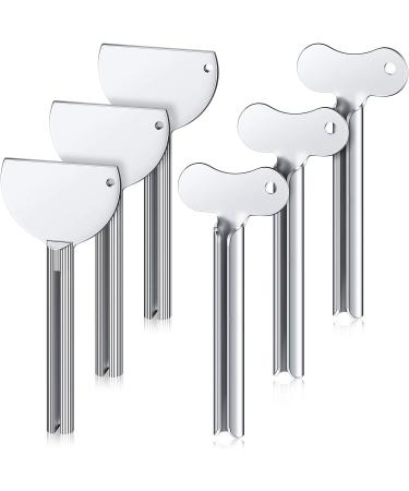 6 Pieces Metal Toothpaste Squeezer Stainless Steel Tube Squeezer Key Roller Tube Creams Paint Squeezer Tool for Family Washroom Bathroom (Silver)