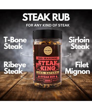 Steak King BBQ Rub - 100% Natural Seasoning for Extraordinary Steaks - Large 200g Jar - Buy Online on GoSupps.com