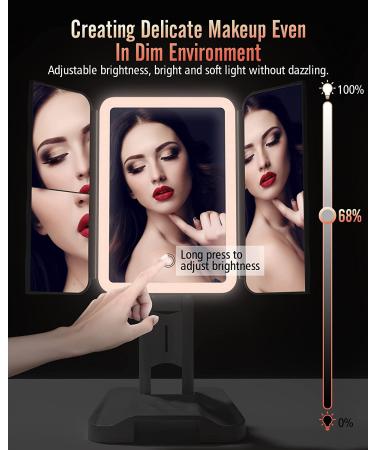 Trifold Lighted Makeup Mirror with Magnification - White LED Vanity Mirror - Buy Online on GoSupps.com