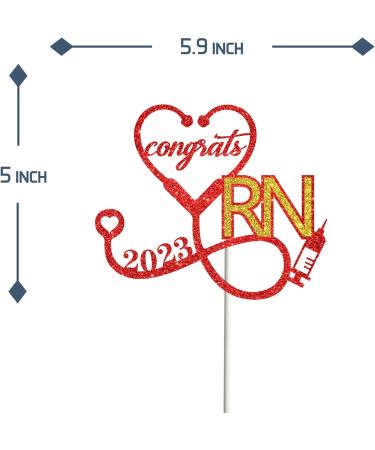Tenhaisi Red & Gold Glitter Congrats RN Cake Topper 2024 Graduation Party Decoration for Nurse Congrats Nurse Grad Sign Cake Decor Nursing/Medical School Survivor Graduation Party Supplies - Buy Online on GoSupps.com