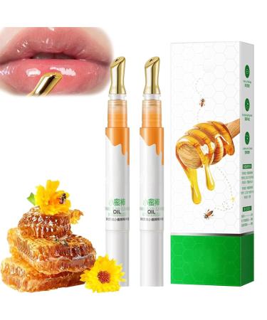 Qoobom Set of 2 clear and colorless hydrating plumping essences - Honey lip hydrating essence - Lip plumping serum - Long-lasting nourishing oil