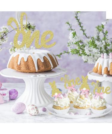 Gold One Cake Topper and Cupcake Toppers for Easter Party Decor - Buy Online on GoSupps.com