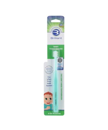 Brilliant Baby Toothbrush by Baby Buddy - for Ages 4-24 Months For Baby and Toddler. Round Bristles Clean Entire Mouth - Teeth Tongue Gums and Cheeks Babys First Toothbrush Mint Green 1 Count Mint Green 1 Count (P...