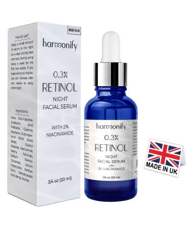 Pure Retinol Serum for Face Fragrance Free Paraben Free Anti-aging and Brightening Serum 0.3% Retinol and 2% Niacinamide 0.75 oz (20 ml)