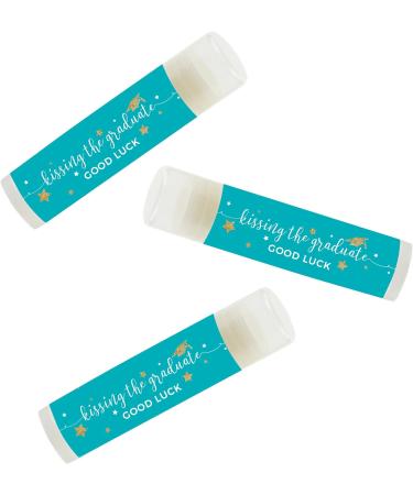 Aqua Turquoise & Gold Graduation Lip Balm Favors | Andaz Press 12-Pack | Kissing the Graduate Good Luck - Buy Online on GoSupps.com