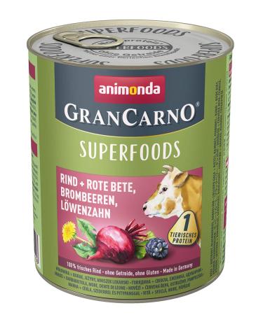 Animonda gran carno adult superfoods dog food wet food for adult dogs beef pure 6 x 800 g beef + beetroot blackberries dandelion 800 g (6 Pack)