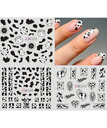 Cow Print Nail Art Stickers - 12 Sheets Water Transfer Decals for Women and Girls - Buy Online on GoSupps.com