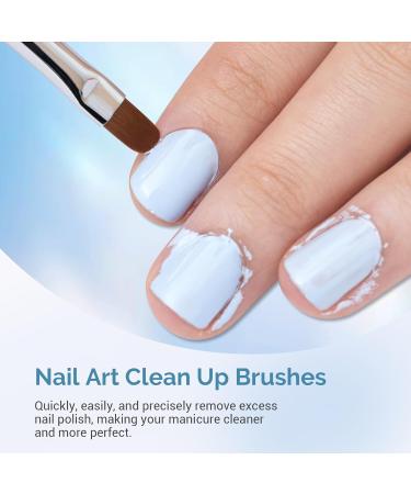 AIRSEE Nail Art Clean Up Brushes - 3 Pcs Flat/Oval/Fine Angled Gel Nail Brushes for Perfect Nail Polish Precision & Cuticle Cleaning - Buy Online on GoSupps.com