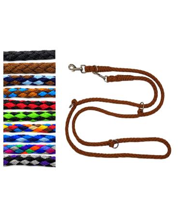 Dog linen large dogs up to 80 kg double -linen jumbo 2.40m / 2.80m / 3.50m / 5m adjustable exercise line / guide in 17 different fabulas very stable (2.40m 3 -fold brown) 2.40m 3LE adjustable brown