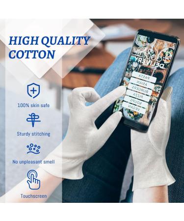 Migliore Wear White Cotton Gloves for Eczema, Moisturizing & Touchscreen, 5 Pairs with Free Wash Bag - Hand Care & Jewelry Inspection Gloves for Adults - Buy Online on GoSupps.com