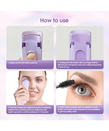 TOUCHBeauty Heated Eyelash Curlers with Silicone Heating Pads Electric Lash Curler Constant Temperature Control Eyelash Curler for Women Quick Natural Curling Purple - Buy Online on GoSupps.com