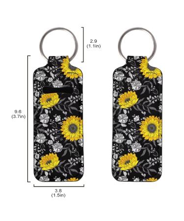 Sunflower Chapstick Keychain Holder - Black Yellow Lip Balm Sleeve - Buy Online on GoSupps.com