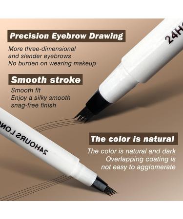 Eyebrow Pen Eyebrow Pencil with 4 Fork Tip Long-Lasting Microblading Pencil for Eyebrows Hair-Like Natural Brows (02) - Buy Online on GoSupps.com