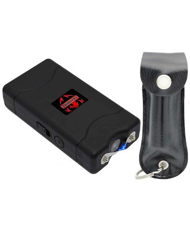 FIGHTSENSE Self-Defense Kit W/Pepper Spray & Mini Stun Gun for Men & Women,25 Burst,12 Foot Range,1.60 C Painful Charge,LED Flashlight,Safety Switch,Keychain Leather Pouch & Nylon Belt Holster Black