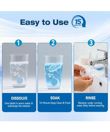 KUNPHY Dentures Cleaning Tablets for Dentures, Mouth Guards (Blue) - Buy Online on GoSupps.com