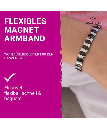Shop Magnetix Wellness Flexi Magnet Lighting Bond Classix I Magnetic Jewelry - Black/Silver High-Glossy Perfect Fit for Swollen Wrists XXL - Buy Online on GoSupps.com