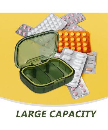 Healeved Travel Organizer Portable Case Medicine Dispenser 3 Compartments Small Case for Pocket Purse Daily Medicine Holder Container Green - Buy Online on GoSupps.com