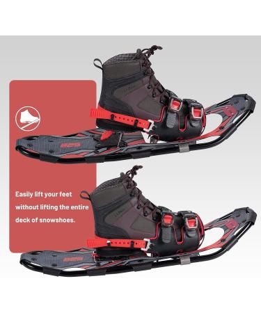 Lightweight 21/25/30 Inches Snowshoes with Ratchet Binding and Trekking Poles - Red 30 (Up to 250lbs) - Buy Online on GoSupps.com