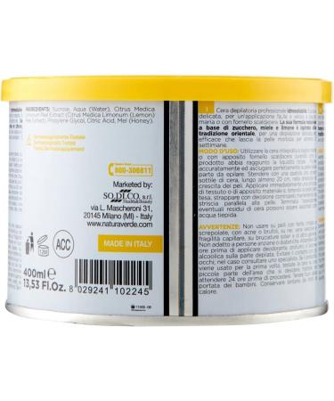Naturaverde Water-Soluble Depilatory Wax with Sugar Honey & Lemon for Normal Skin - 400 ml | International Shipping - Buy Online on GoSupps.com