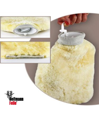 Heitmann Lambskin Hot Water Bottle | 2.0L Merino Lambskin | Soft & Cozy | Ideal for Comfort & Warmth | 29x33 cm (+ Cuffs) - Buy Online on GoSupps.com