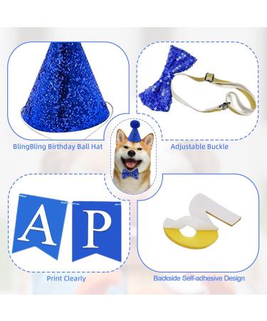 AOT Dog Birthday Party Supplies Plaid Cute Doggy Bandana Set with Happy Birthday Banner Cap Bowtie Birthday Number Puppy Birthday Outfits for Small Medium Dogs Pets Medium BLUE - Buy Online on GoSupps.com