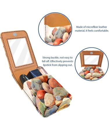 Travel Lipstick Organizer Case | Portable Makeup Bag with Mirror | Colorful Beach Stones Design - Buy Online on GoSupps.com