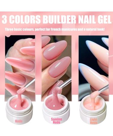 Nude Builder Gels Nail Kit 3 Colors Nail Extension Gel Kit for Nails 3Pcs*8g Nude Samlon Nude Light Nude UV/LED Building Strengthen Gel with Brush and 20Pcs Nail Forms for Nails Art - Buy Online on GoSupps.com