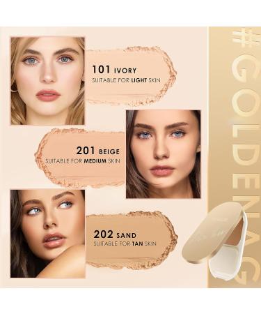 FOCALLURE Poreless Pressed Powder - Mineral Finishing Foundation, Ivory 101 | Matte Finish, Buildable Coverage | Controls Shine & Smooths Complexion - Buy Online on GoSupps.com