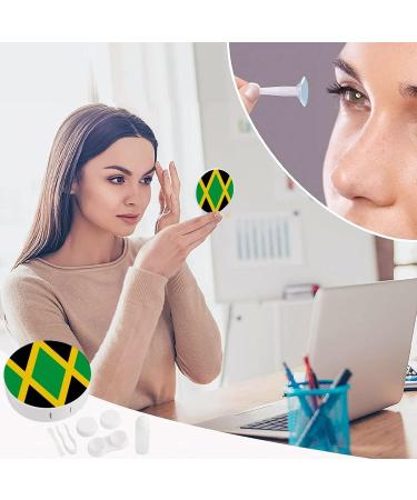 Jamaican Flag Round Case For Contact Lens Kit Storage Box with Mirror Printed - Buy Online on GoSupps.com