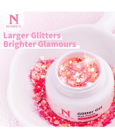 Noirwhite Glitter Gel Nail Polish Set -12 Colors Sparkle Aurora Sequins Gel Polish Resplendent Neon Colorful Trendy Translucent Glitter Solid Nail Polish Kit Pink Gold White Blue Green Soak Off UV LED Solid Gel Nail Polish for Home DIY Manicure Nail Salon - Buy Online on GoSupps.com