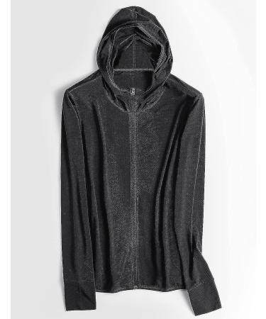 Locachy Men's UPF 50+ Sun Protection Lightweight Full Zip Hoodie Jacket - Black, Medium - Buy Online on GoSupps.com