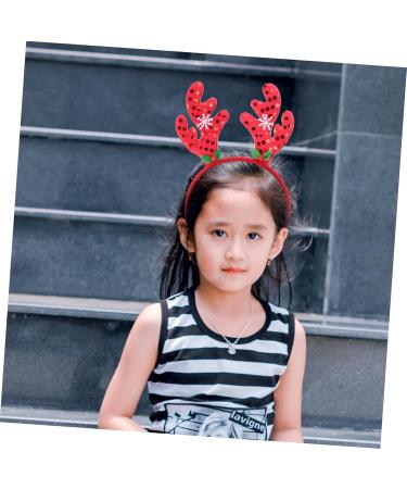 Beatifufu 1pc Hairband for Christmas Deer Ears Headband Deer Antler Head Band Reindeer Antler Hair Hoop Christmas Party Reindeer Headdress Christmas Costume Hairband Elk Miss Head Button Red 26X18CM Red - Buy Online on GoSupps.com