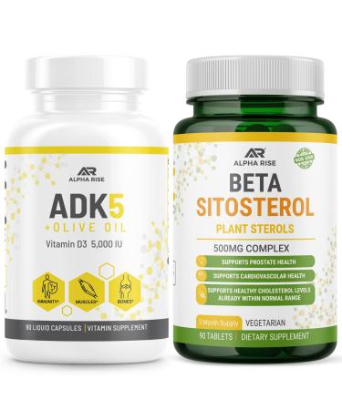 ALPHA RISE ADK 5 Vitamin Supplement + Beta Sitosterol - Natural Plant Sterols