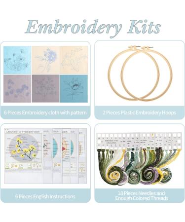 Canlierr Christmas Embroidery Kit - 6 Sets with Patterns and Instructions for Beginners - Floral Plants Design - Green - Buy Online on GoSupps.com