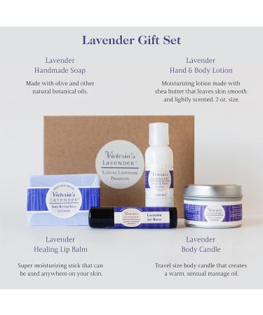 Victoria's Lavender Natural Body Products Gift Set | Handmade Soap Lotion Lip Balm and Body Candle - Perfect Skin Care Gifts for Women - Buy Online on GoSupps.com