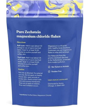 Asutra Magnesium Chloride Bath Flakes 2lbs - Foot & Body Soaks - Pure Magnesium Flakes - Buy Online on GoSupps.com