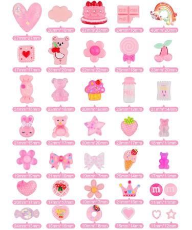 EBANKU 100 Pcs Pink Resin Flatback Decorations - 36 Styles Mixed Kawaii Slime Charms for DIY Crafts & Jewelry Making - Buy Online on GoSupps.com