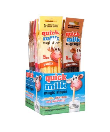 Buy Magic Milk Straws - 12 Packs (60 Straws) in Quick Milk Strawberry Vanilla & Chocolate - International Shipping - Buy Online on GoSupps.com