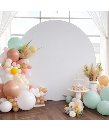 Haefoo 7.2FT White Round Backdrop Cover for 5 to 7.2ft Circle Arch Stand - Adjustable Wrinkle Free Circle Backdrop Cover for Birthday Wedding Baby Shower Photography Party Background Decor