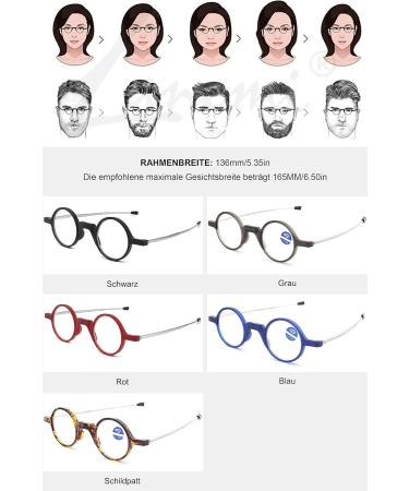 Lanomi Mini Reading Glasses - Blue Light Filter Compact & Foldable Aid for Men & Women - Small Glasses with Black Pocket Etui (2.0x) - Buy Online on GoSupps.com