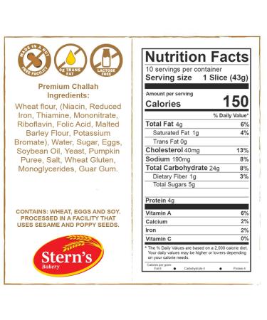 Stern's Bakery Kosher Challah Bread-15oz | Traditional Braided Challah | Fresh & Delicious | Perfect for Shabbat & Holidays | 2-Day Shipping | 2 Challah Breads Per Pack - Buy Online on GoSupps.com