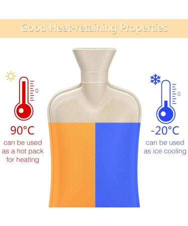 Abnaok Long Hot Water Bottle with Soft Cover - Natural Rubber Neck Warmer for Shoulder, Leg, and Body - Hot Water Bottle with Cover for Ultimate Comfort - Buy Online on GoSupps.com