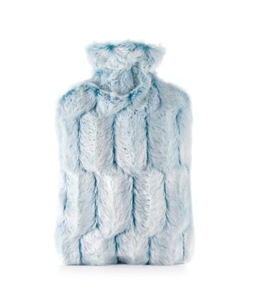 samply Hot Water Bottle - 2L Hot Water Bag with Furry Cover Light Green Turquoise Blue