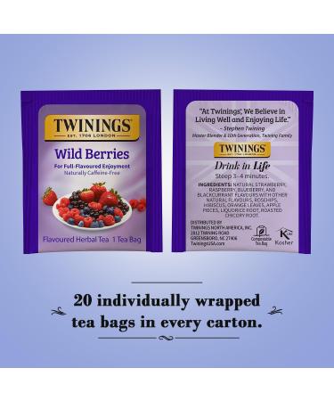 Buy Twinings Herbal Tea Wild Berries - Caffeine Free, 20 Tea Bags (1.41 oz) - Refreshing & Fruity - Buy Online on GoSupps.com