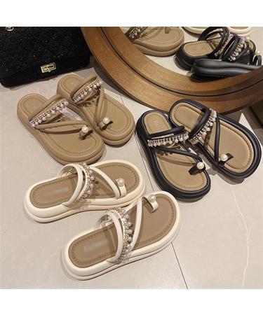 Women's Lightweight Orthotic Sandals - Summer Round Toe Pearl Slip-On Bunion Corrector | Outdoor Anti-Slip Orthopedic Sandals for Hallux Valgus & Toe Separator - Khaki 6 - Buy Online on GoSupps.com