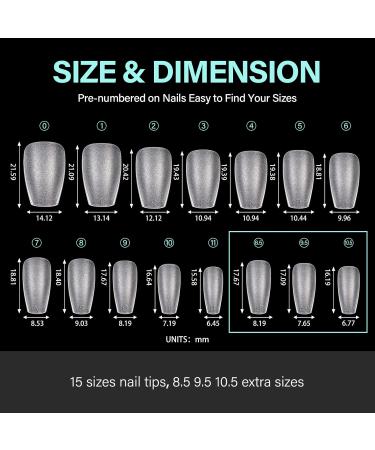 TOMICCA Short Coffin Nail Tips 360PCS - Soft Gel Full Cover Matte Clear False Acrylic Nails Kit - Buy Online on GoSupps.com