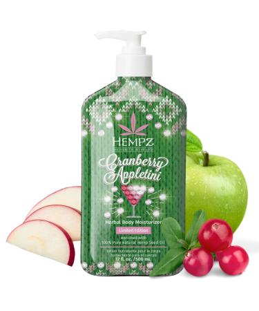 Hempz Cranberry Appletini Herbal Body Moisturizer 17 ounces Limited Edition Holiday Body Lotion for Women or Men with Dry or Sensitive Skin - Hydrating Face Moisturizer for Daily Radiance