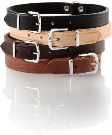 HUNTER Aalborg Leather Dog Collar - Simple Robust & Comfortable - Size 60 (L) - Cognac - International Shipping Available - Buy Online on GoSupps.com