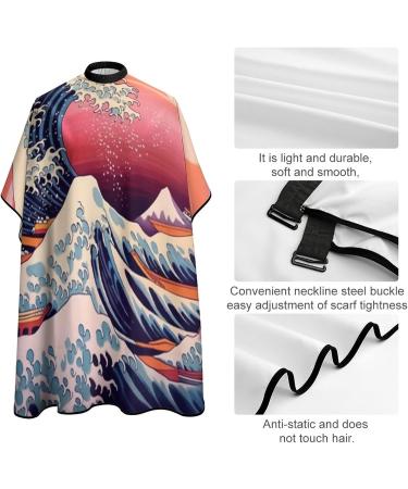 Japanese Ocean Wave Barber Cape - Water Stain Resistant Hair Cutting Apron | Professional Hairdressing Cape - Anti-Static & Durable | 56.7"x66.9 - Buy Online on GoSupps.com